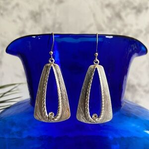 Silver Dangle Earrings Triangle Earring Hanging With Diamond